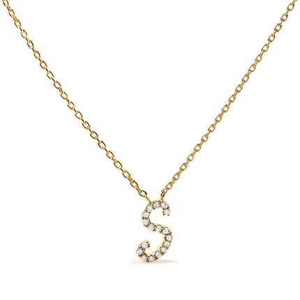 10K White Gold Diamond Accent "A" Initial Script Style Pendant Necklace