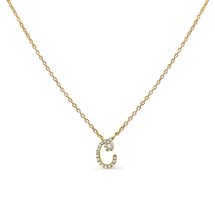 10K White Gold Diamond Accent "A" Initial Script Style Pendant Necklace