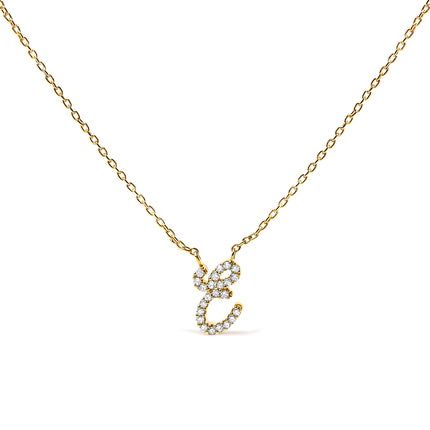 10K White Gold Diamond Accent "A" Initial Script Style Pendant Necklace