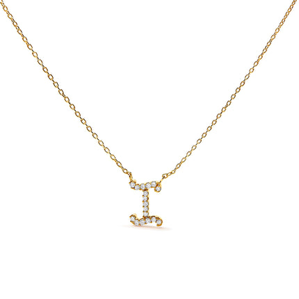 10K White Gold Diamond Accent "A" Initial Script Style Pendant Necklace