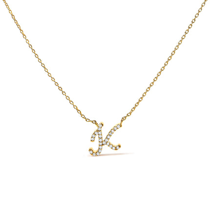 10K White Gold Diamond Accent "A" Initial Script Style Pendant Necklace
