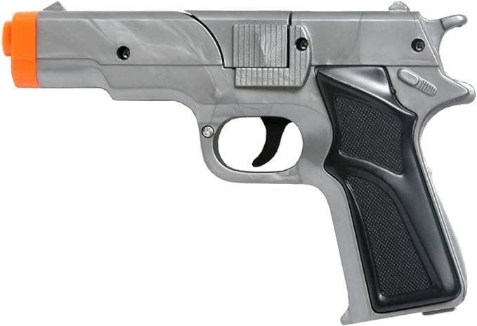 Silver Cap Gun Pistol Revolvers - Police Cowboy Toy 8 Shots