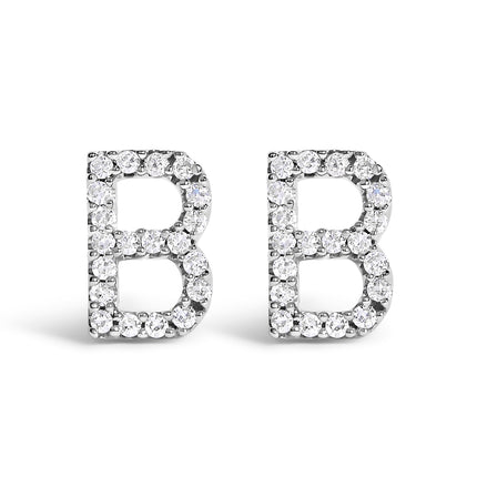 10K White Gold 1/10 Cttw Diamond Initial â€œAâ€ Stud Earring