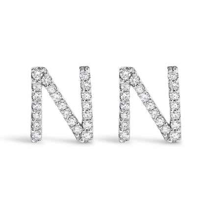10K White Gold 1/10 Cttw Diamond Initial â€œAâ€ Stud Earring