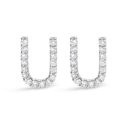 10K White Gold 1/10 Cttw Diamond Initial â€œAâ€ Stud Earring