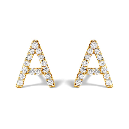 10K White Gold 1/10 Cttw Diamond Initial â€œAâ€ Stud Earring