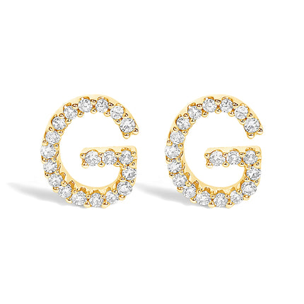 10K White Gold 1/10 Cttw Diamond Initial â€œAâ€ Stud Earring