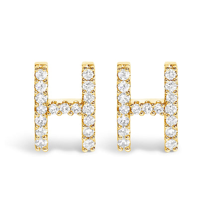 10K White Gold 1/10 Cttw Diamond Initial â€œAâ€ Stud Earring