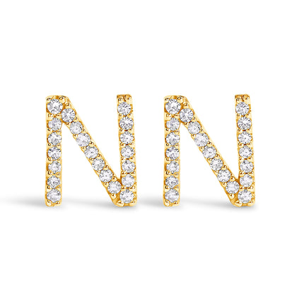 10K White Gold 1/10 Cttw Diamond Initial â€œAâ€ Stud Earring