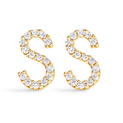 10K White Gold 1/10 Cttw Diamond Initial â€œAâ€ Stud Earring