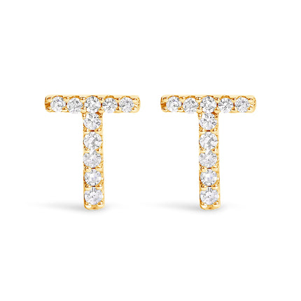 10K White Gold 1/10 Cttw Diamond Initial â€œAâ€ Stud Earring