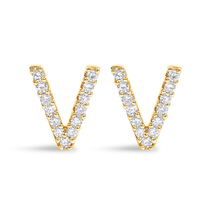 10K White Gold 1/10 Cttw Diamond Initial â€œAâ€ Stud Earring