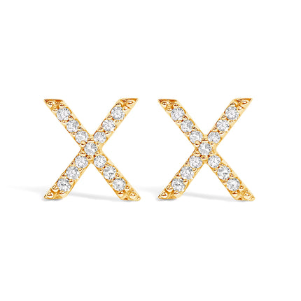 10K White Gold 1/10 Cttw Diamond Initial â€œAâ€ Stud Earring