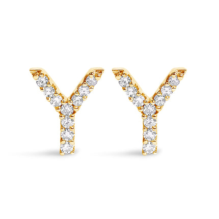 10K White Gold 1/10 Cttw Diamond Initial â€œAâ€ Stud Earring