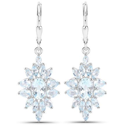 19.18 Carat Genuine Blue Topaz .925 Sterling Silver 3 Piece Jewelry Set (Ring, Earrings, and Pendant w/ Chain)