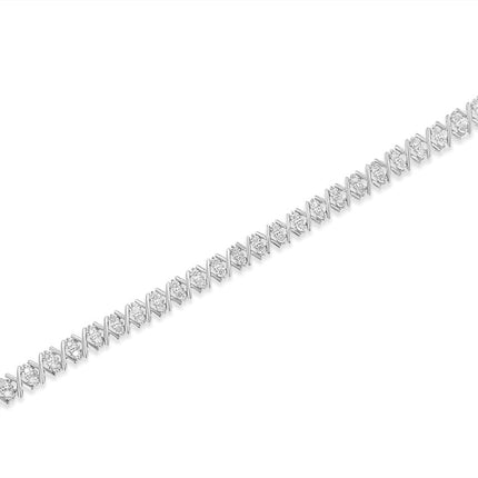 .925 Sterling Silver 1.0 Cttw Diamond Miracle-Set X-Link 7" Tennis Bracelet (I-J Color, I3 Clarity)