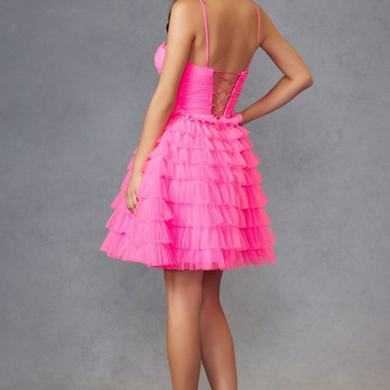 Juliet JT921H Dress Strapless Tulle Ruffles Cocktail Gown