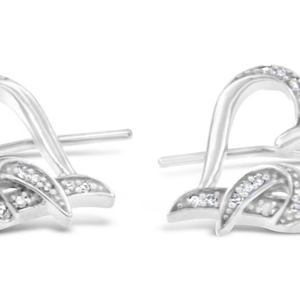 Sterling Silver Round Cut Diamond Heart Dangle Earrings (0.09 cttw, H-I Color, I1-I2 Clarity)