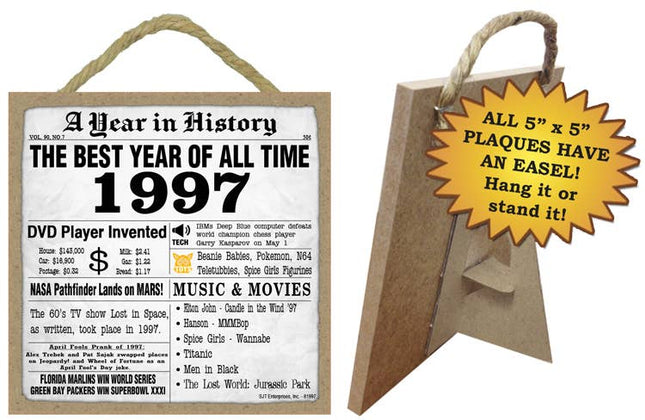 1997 A Year in History Plaques 5" x 5" wood plaque/sign