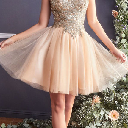 Cinderella Divine 9239 Short Poofy Layered A-Line Gown Tulle Skirt