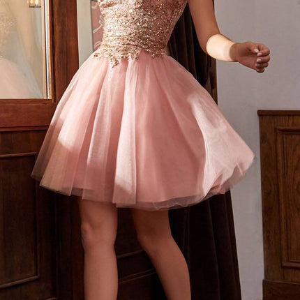 Cinderella Divine 9239 Short Poofy Layered A-Line Gown Tulle Skirt