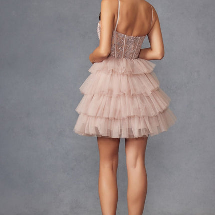 Juliet JT923S Dress Leaf Lace Corset with Ruffle Tulle Skirt