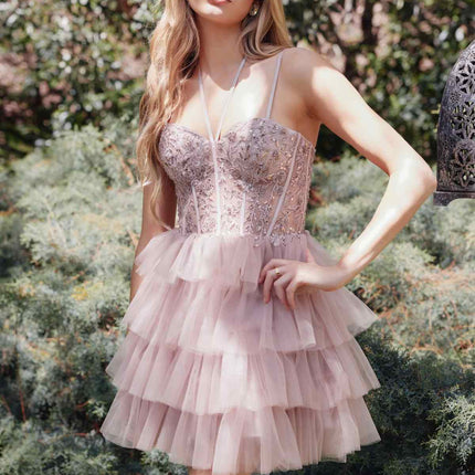 Juliet JT923S Dress Leaf Lace Corset with Ruffle Tulle Skirt