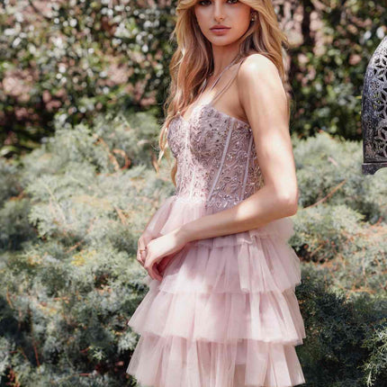 Juliet JT923S Dress Leaf Lace Corset with Ruffle Tulle Skirt