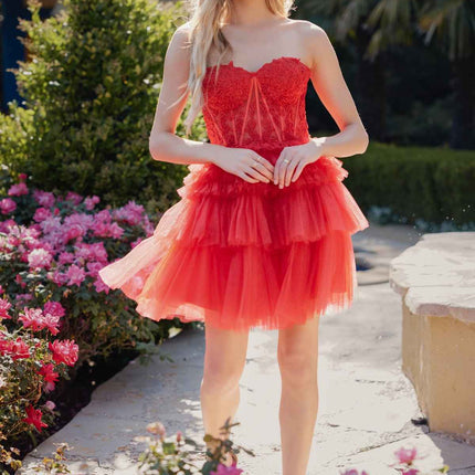 Juliet JT923S Dress Leaf Lace Corset with Ruffle Tulle Skirt