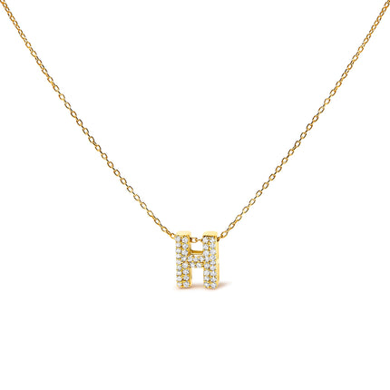 10K White Gold Diamond Accent "A" Initial Bubble Pendant Necklace