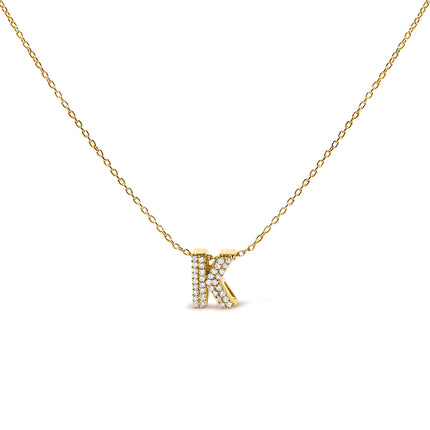 10K White Gold Diamond Accent "A" Initial Bubble Pendant Necklace