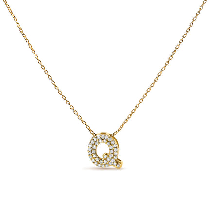 10K White Gold Diamond Accent "A" Initial Bubble Pendant Necklace