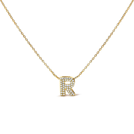 10K White Gold Diamond Accent "A" Initial Bubble Pendant Necklace