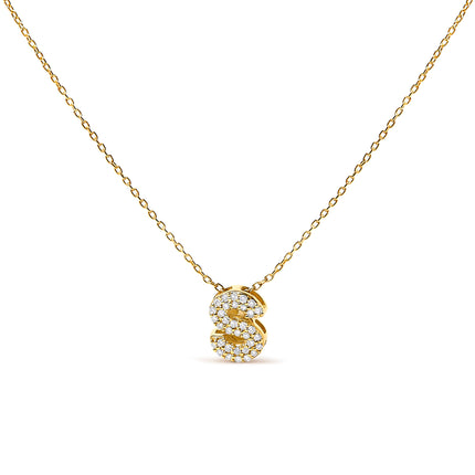 10K White Gold Diamond Accent "A" Initial Bubble Pendant Necklace