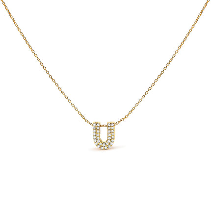 10K White Gold Diamond Accent "A" Initial Bubble Pendant Necklace
