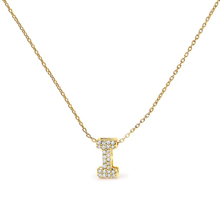 10K White Gold Diamond Accent "A" Initial Bubble Pendant Necklace