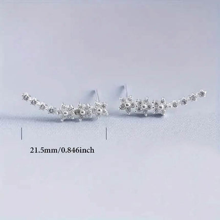925 Silver Climber Earrings with Hypoallergenic Synthetic Cubic Zirconia