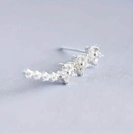 925 Silver Climber Earrings with Hypoallergenic Synthetic Cubic Zirconia