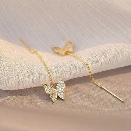 925 Silvery Post Yellow Alloy Butterfly Earrings