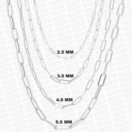 925 Italian Solid Sterling Silver Paperclip Necklace