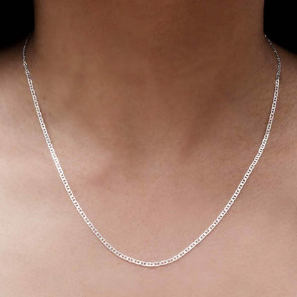 925 Sterling Silver 2mm Marina Link Chain Necklace