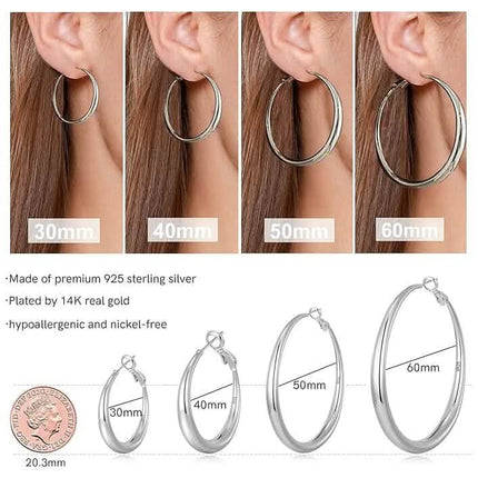 925 Sterling Silver 50mm Hoop Earrings