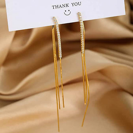 925 Sterling Silver Dangle Chain Tassel Earrings
