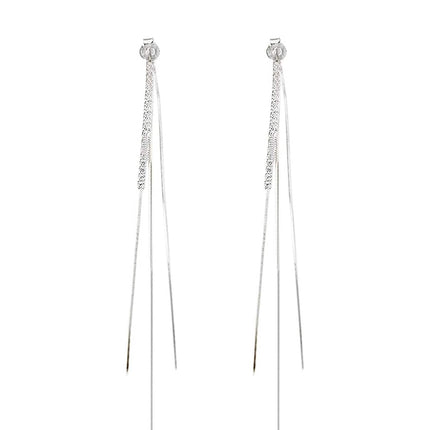 925 Sterling Silver Dangle Chain Tassel Earrings