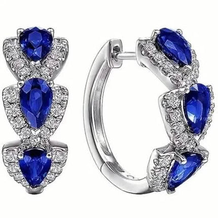 925 Sterling Silver Hoop Earrings with Synthetic Cubic Zirconia