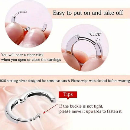 925 Sterling Silver Hoop Earrings with Synthetic Cubic Zirconia