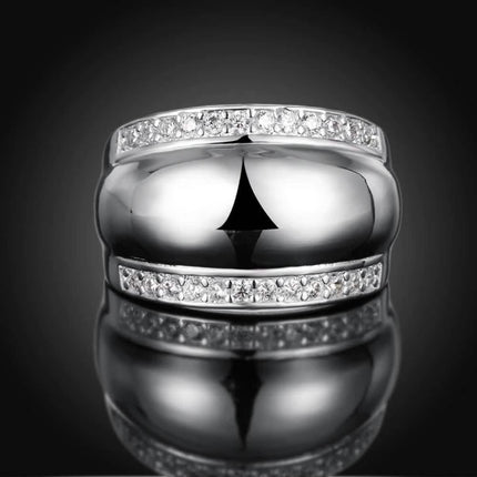 925 Sterling Silver Invisible Setting CZ AAAA Crystal Wedding Ring
