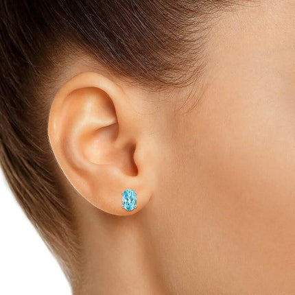925 Sterling Silver London Blue Topaz Stud Earrings