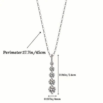 925 Sterling Silver Synthetic Cubic Zirconia Droplet Pendant Necklace