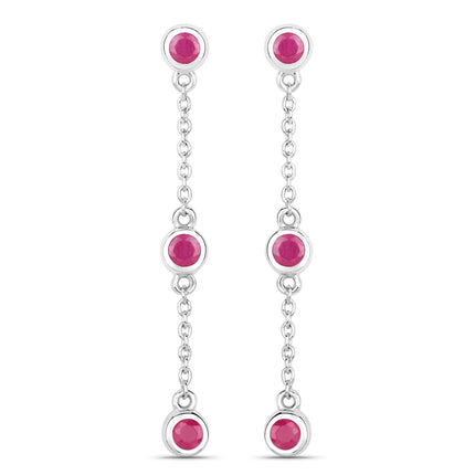 0.78 Carat Genuine Ruby .925 Sterling Silver Earrings